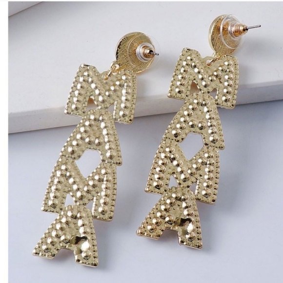Pearl & Crystal Rhinestone "MAMA"  Earrings ~ 🎁 🦪 - Picture 5 of 7